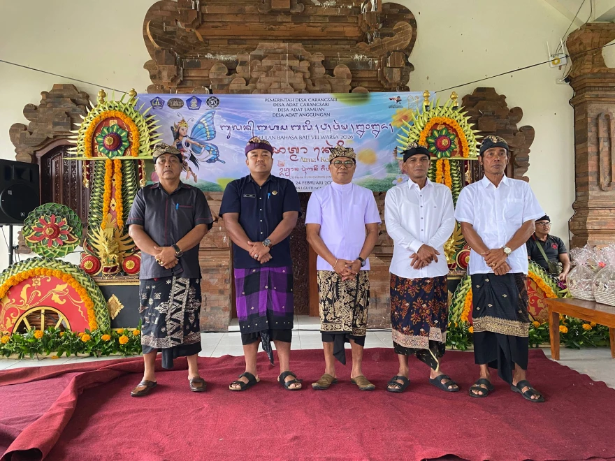 Semarak Bulan Bahasa Bali ke VIII, Desa Carangsari Gaungkan Atma Kerthi  Udiana Purnaning Jiwa di Monumen Pahlawan Carangsari